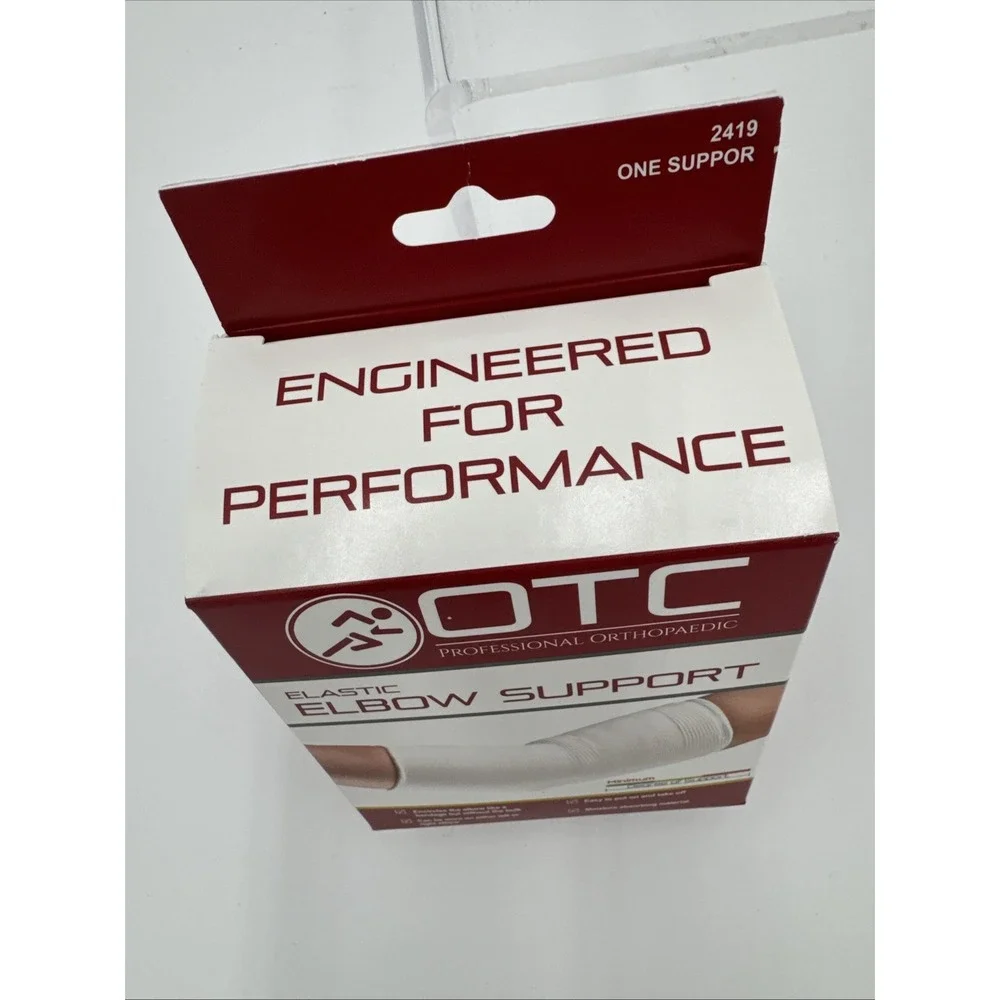 OTC ELBOW SUPPORT SLEEVE WHITE UNIVERSAL SIZE NEW‎ IN PACKAGE TENNIS ELBOW BRACE